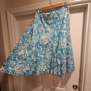 Talbots 22W Blue and White A-Line Skirt